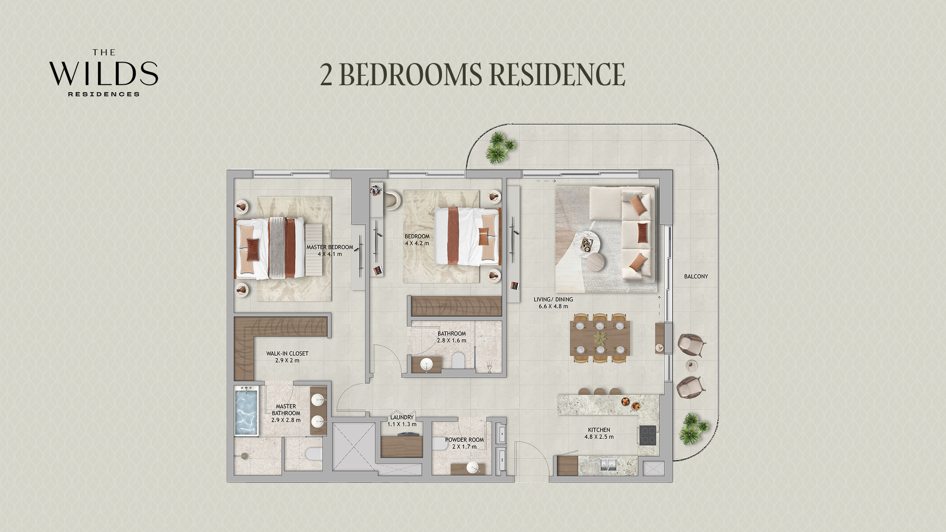 2 Bedrooms Residence plan