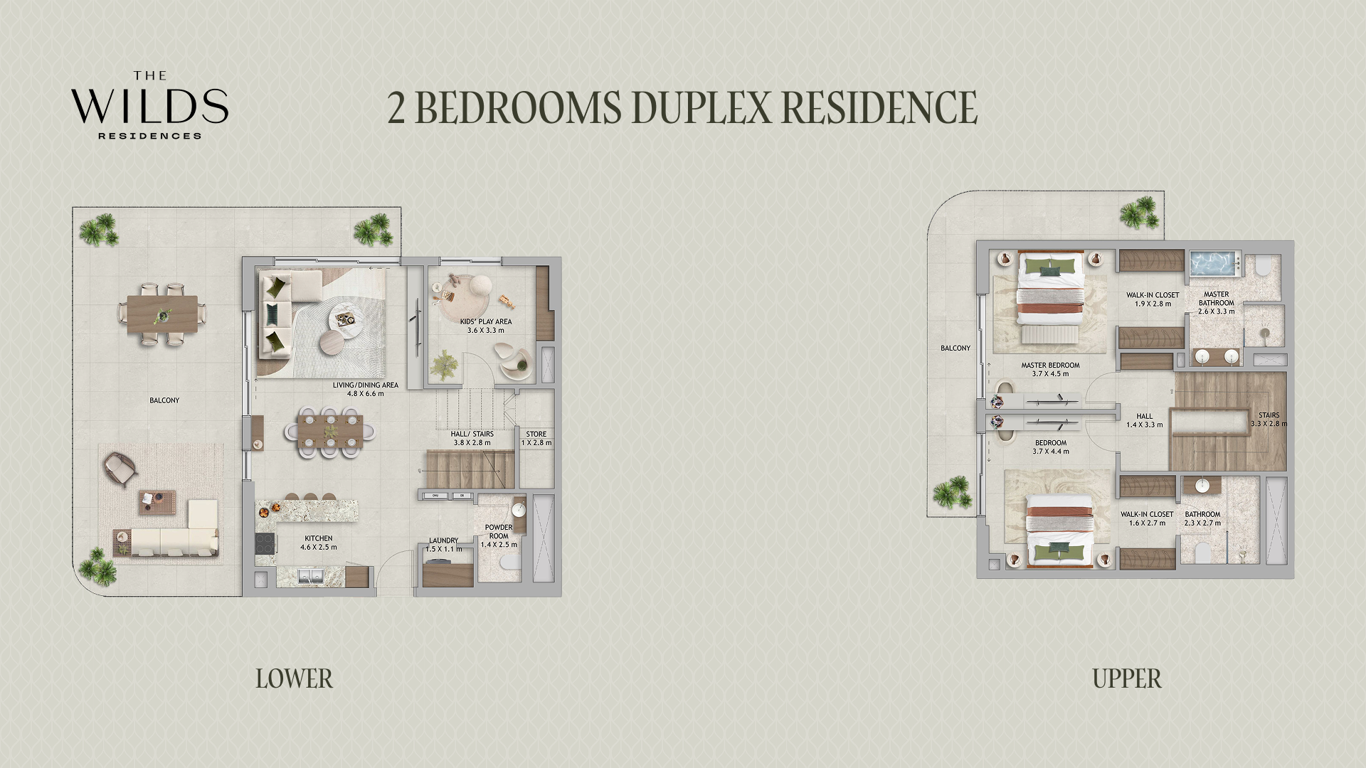 2 Bedrooms Duplex Residence plan